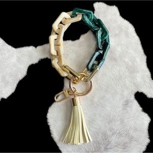 FORREST AND Tan Chain Link Bracelet Keychain